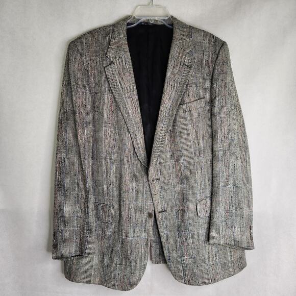 Burberry 100% Silk Plaid Check Blazer Sport Jacket Broken Buttons Glenn Plaid - Picture 1 of 16